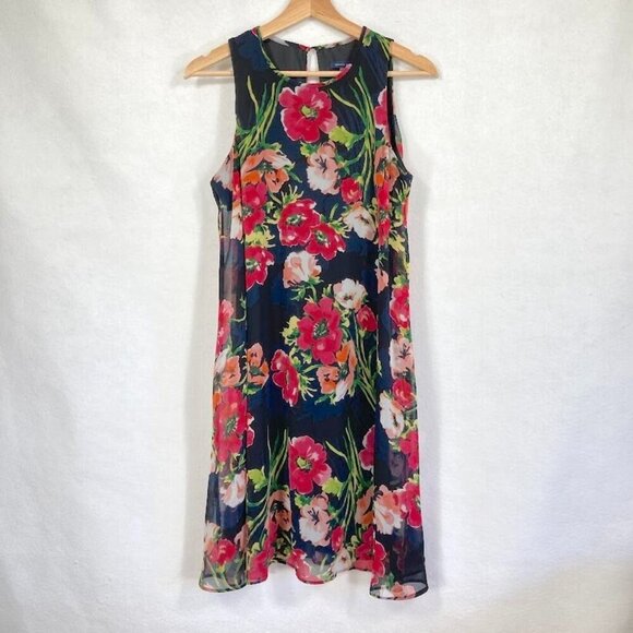 Tommy Hilfiger Sleeveless Dress Floral Chiffon Cottage Boho Preppy Wedding 8 - Picture 2 of 6